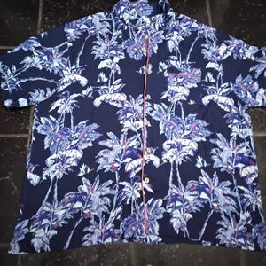 Caribbean Tropical Palm Tree Print Shirt Short Sleeve XXL